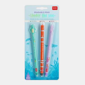 Set de 3 stylos encre gel effaçables - Animaux des mers