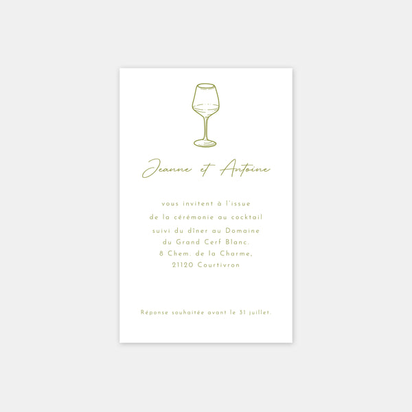 Wedding invitation card vineyard engraving