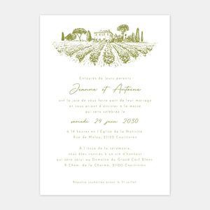 Vineyard engraving wedding invitation