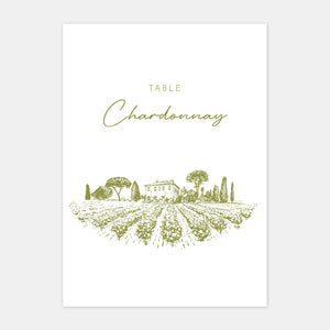 Marque table de mariage gravure vignoble - 5ex