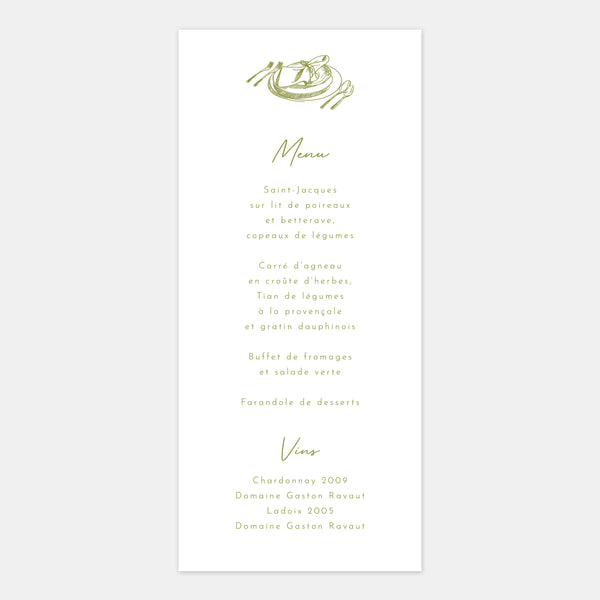 Vineyard engraving wedding menu