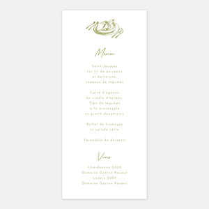 Menu de mariage gravure vignoble