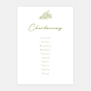 Plan de table de mariage gravure vignoble - 5ex