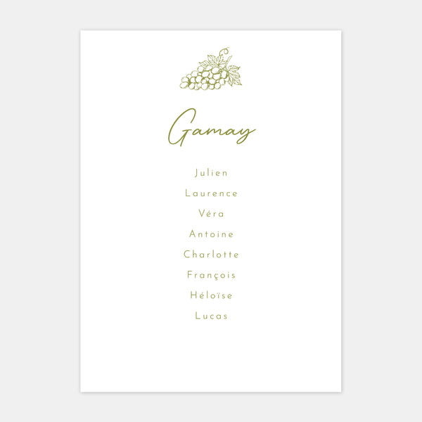 Plan de table de mariage gravure vignoble - 5ex