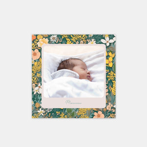 Faire-part de naissance polaroid fleuri