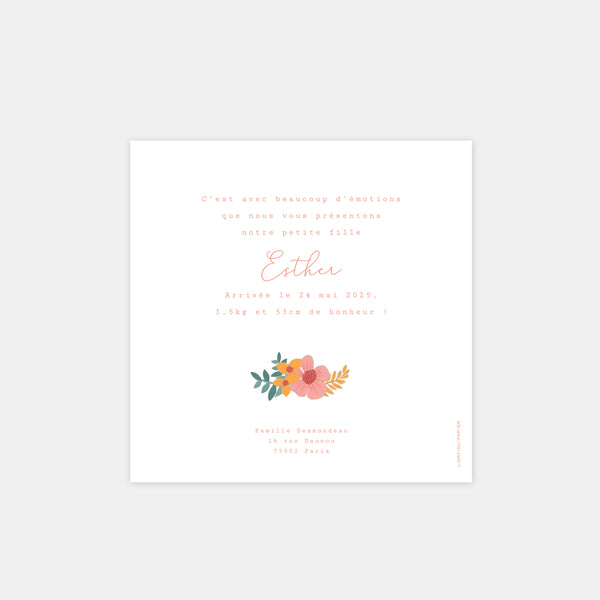 Floral polaroid birth announcement