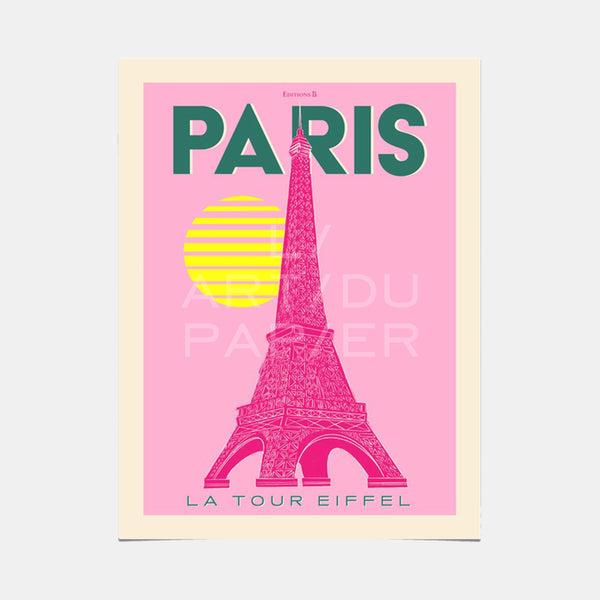 Paris poster - Eiffel Tower pop pink 