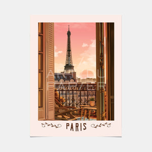 Paris poster - Eiffel Tower balcony