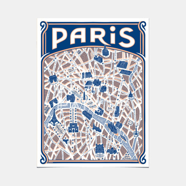 Paris Poster - Reskate Map