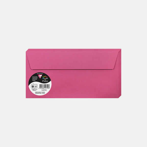 Enveloppe couleur Rose Fuchsia 110x220 mm 120g - Paquet de 20
