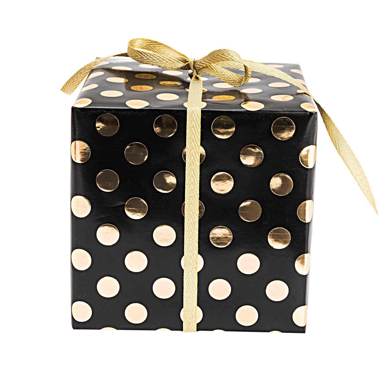 Papier cadeau fond noir, motif triangles noir et doré 0,70 x 25m