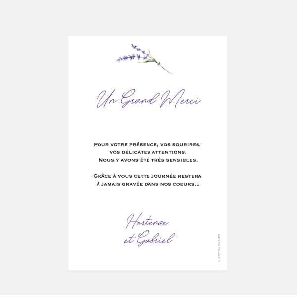 Lavender transparency wedding thank you card